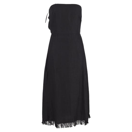 Theory Phyly Fransen-Trägerloses Midikleid aus schwarzem Leinen - Image 1