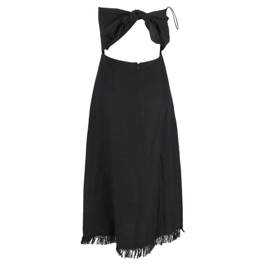 Theory Phyly Fransen-Trägerloses Midikleid aus schwarzem Leinen - Image 3