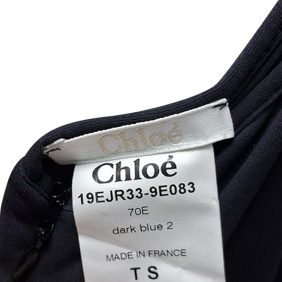 Chloé Minikleid mit eckigem Ausschnitt aus marineblauer Baumwolle - Image 4