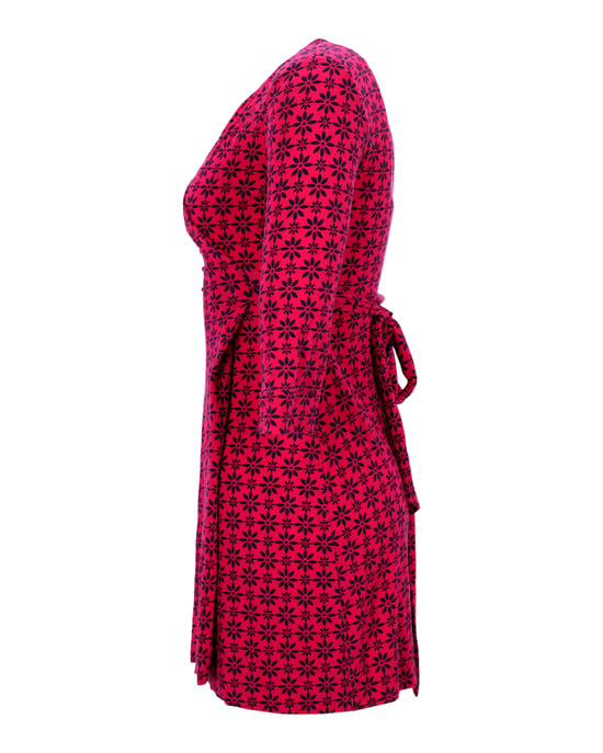 Diane Von Furstenberg Bedrucktes Wickelkleid aus roter Baumwolle - Image 2