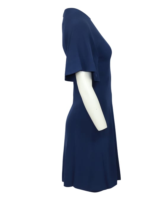 Sandro Yoko Kleid aus gerafftem Crêpe in blauem Acetat - Image 6