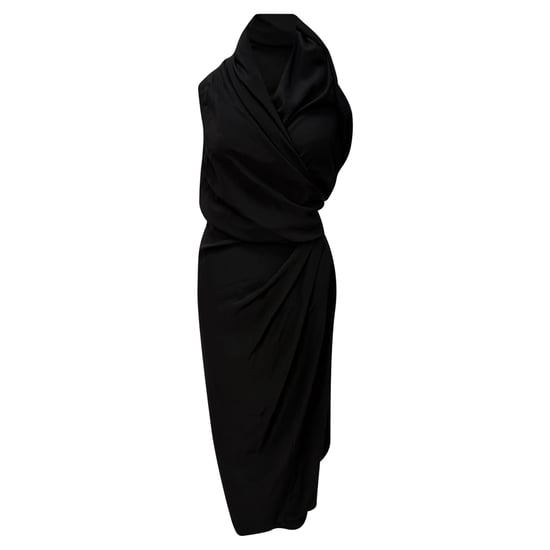 Rick Owens Midikleid mit Wasserfallausschnitt aus schwarzer Seide - Image 1