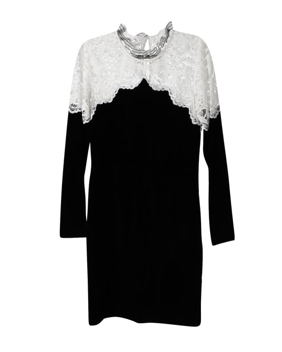 Sandro Paris zweifarbiges Midikleid aus schwarzer/weißer Viskose - Image 1