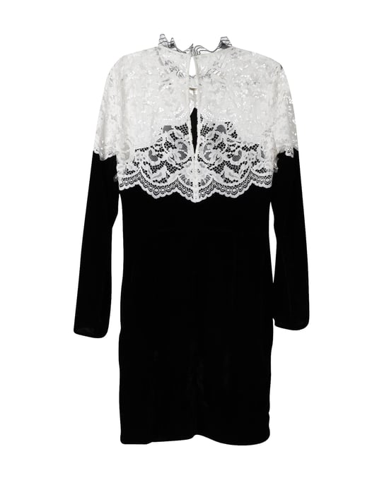 Sandro Paris zweifarbiges Midikleid aus schwarzer/weißer Viskose - Image 2
