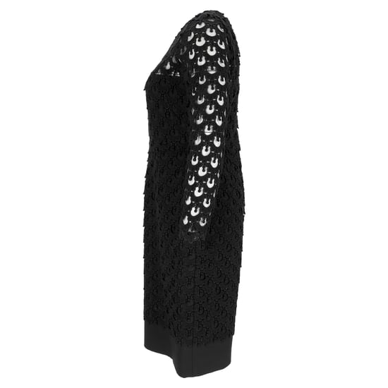 Schwarzes, mittellanges Kleid von Valentino aus Baumwolle mit Spitzenmuster - Image 2