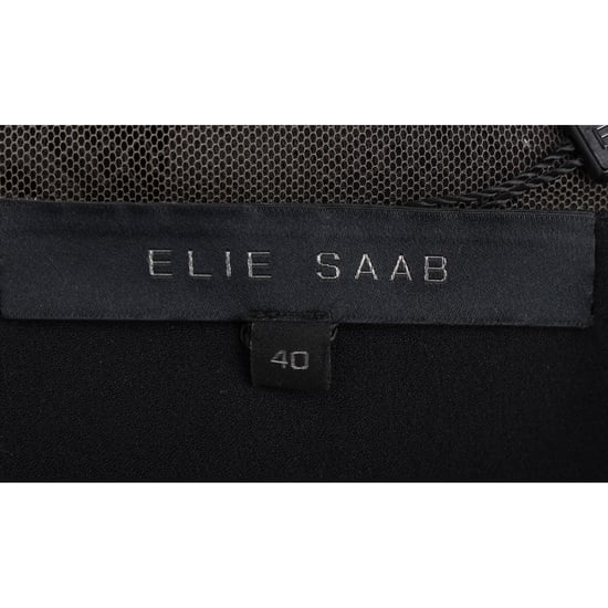 Elie Saab Minikleid mit Spitzenbesatz, langen Ärmeln und Stufenrock aus schwarzem Polyamid - Image 4
