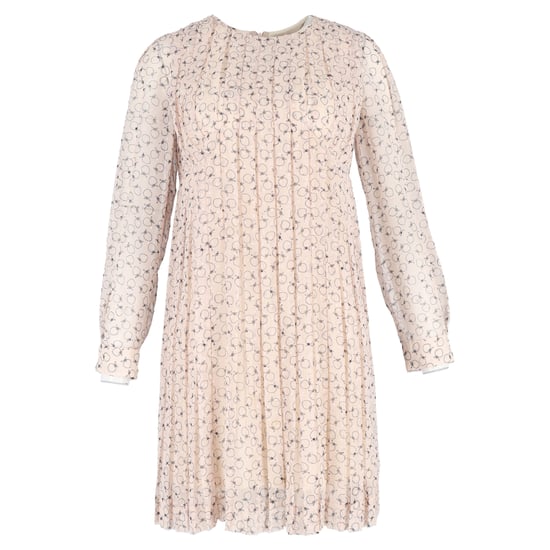Chloé plissiertes, bedrucktes knielanges Kleid aus pastellrosa Polyester - Image 1