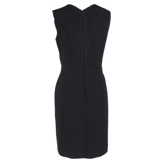 Schwarzes Hugo Boss Midi-Kleid mit V-Ausschnitt und Spitzendetails aus Wolle - Image 3