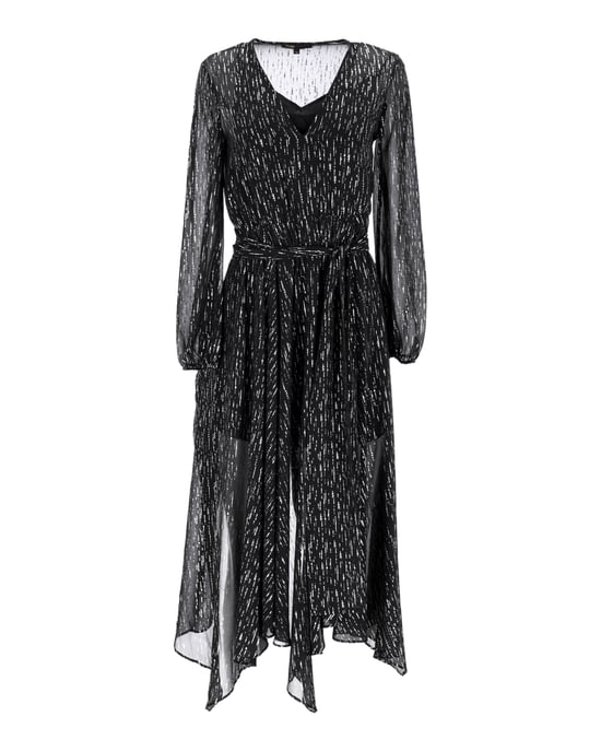 Maje Route Midikleid aus schwarzem, gerafftem Metallic-Georgette-Polyester - Image 1