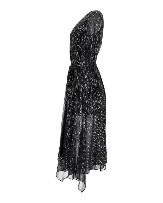 Maje Route Midikleid aus schwarzem, gerafftem Metallic-Georgette-Polyester - Image 2