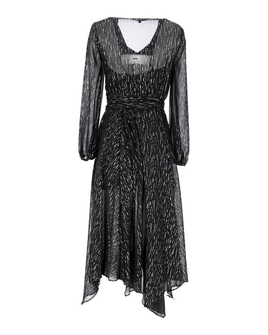 Maje Route Midikleid aus schwarzem, gerafftem Metallic-Georgette-Polyester - Image 3