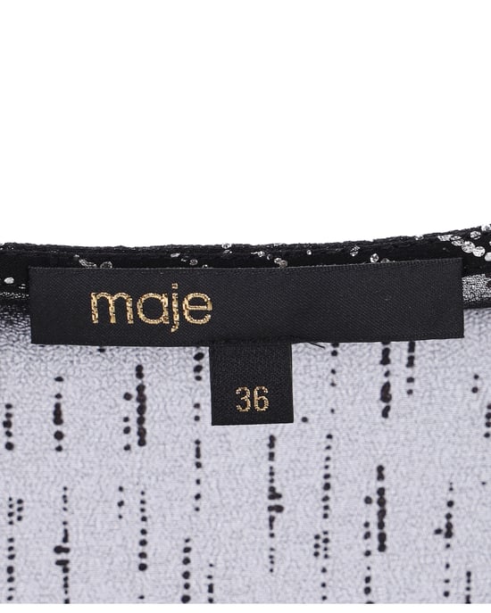 Maje Route Midikleid aus schwarzem, gerafftem Metallic-Georgette-Polyester - Image 4