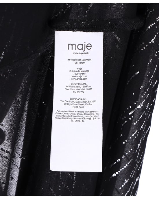 Maje Route Midikleid aus schwarzem, gerafftem Metallic-Georgette-Polyester - Image 5