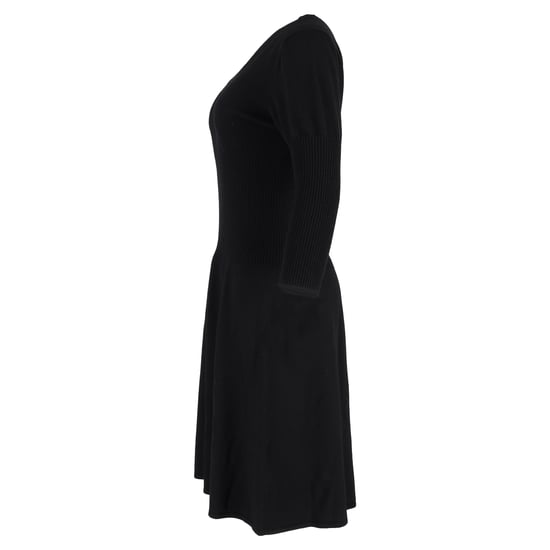Max Mara Midikleid mit V-Ausschnitt und 3/4-Ärmeln aus schwarzer Wolle - Image 2