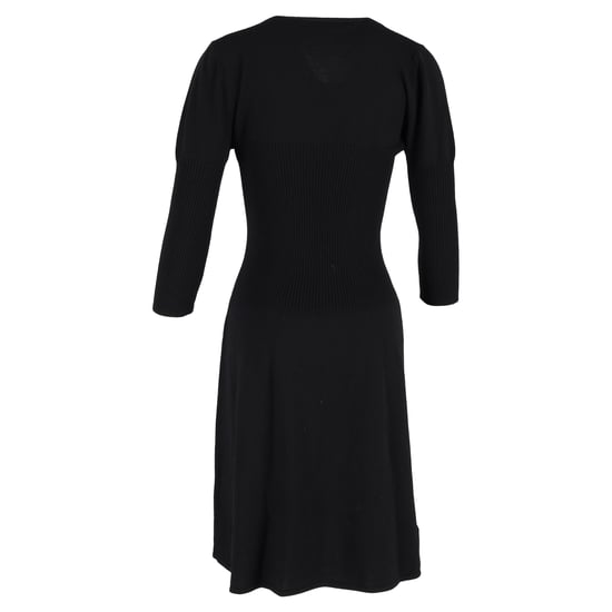 Max Mara Midikleid mit V-Ausschnitt und 3/4-Ärmeln aus schwarzer Wolle - Image 3