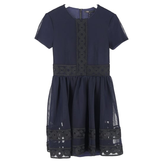 Maje Minikleid mit Spitzenbesatz und Rundhalsausschnitt in Marineblau aus Polyester - Image 1