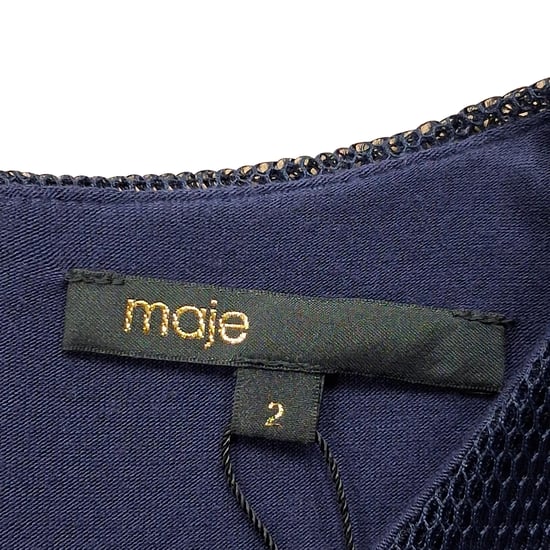 Maje Minikleid mit Spitzenbesatz und Rundhalsausschnitt in Marineblau aus Polyester - Image 3