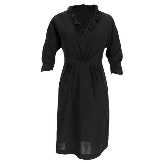 Prada Midikleid mit Rüschenausschnitt aus schwarzer Viskose - Image 1
