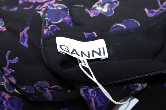 Ganni – Bedrucktes Georgette-Midikleid aus schwarzer Viskose - Image 3
