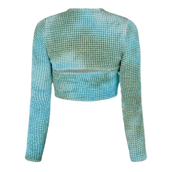 Off White - Kurzes Top für Damen, Ausschnitt (Blau) - Image 2