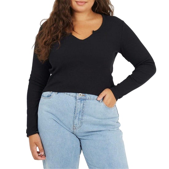 Brave Soul - T-Shirt für Damen, Hals Kerbe, Langärmlig (Schwarz) - Image 2