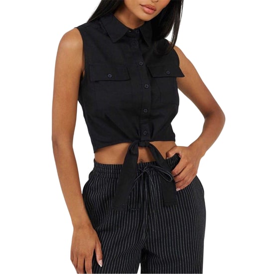 Brave Soul - Kurzes Top für Damen, Gebundener Saum, Ärmellos (Schwarz) - Image 1