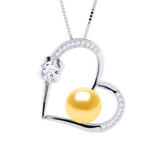 LOVE Halskette Süßwasserperle 8-9mm Golden 925 - Image 1