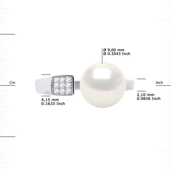 Ring Verstellbarer Süßwasserperlenschmuck 9-10mm Weiß 925 - Image 3