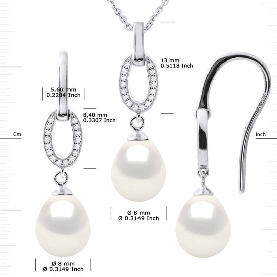 NORMANDY Schmuck Halskette & Ohrringe Perlen Sweet Water Weiß 925 - Image 3