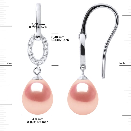 Ohrringe Haken Süßwasserperlen 8-9mm Birnen Rosen Schmuck 925 - Image 3