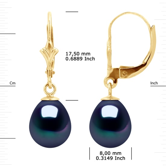 DIADEMA - Ohrringe - Gelbgold und echte Süßwasserperlen - Schwarzer Tahitian Style - Image 3
