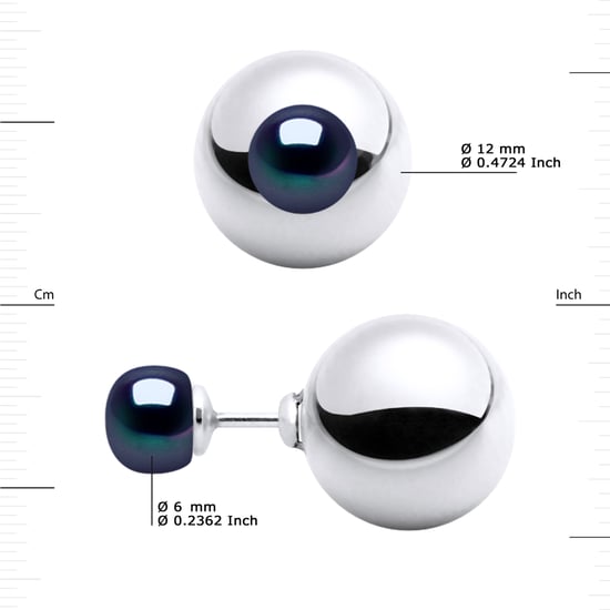 Ohrringe DUPLEX Perlen Süßwasser 6-7mm Schwarz 925 - Image 3