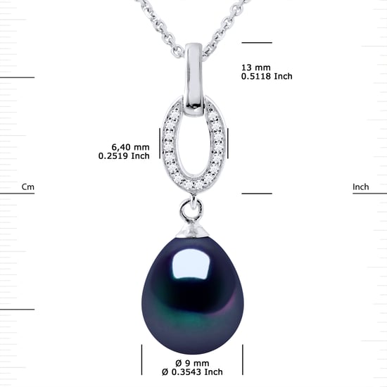 SHUTTLE Halskette Süßwasserperlen-Schmuck 9-10mm Schwarz 925 - Image 3