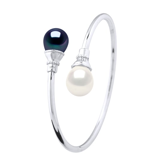 YOU & ME Armband Süßwasserperlen Weiß und Schwarz 11-12 mm 925 - Image 1