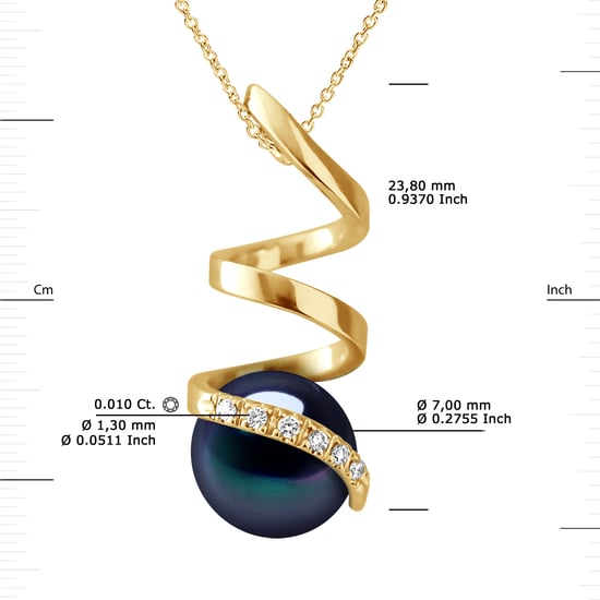DIADEMA - Anhänger - Gelbgold und echte Süßwasserperlen - Schwarz - Image 3