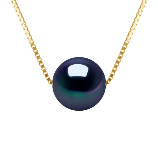DIADEMA - Halskette - Echte Süßwasserperlen - Schwarz - Gelbgold - Image 1