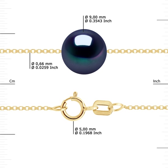 DIADEMA - Halskette - Echte Süßwasserperlen - Schwarz - Gelbgold - Image 3