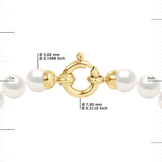 DIADEMA - Halskette - Echte Süßwasserperlen - Weiß - Gelbgold - Image 3