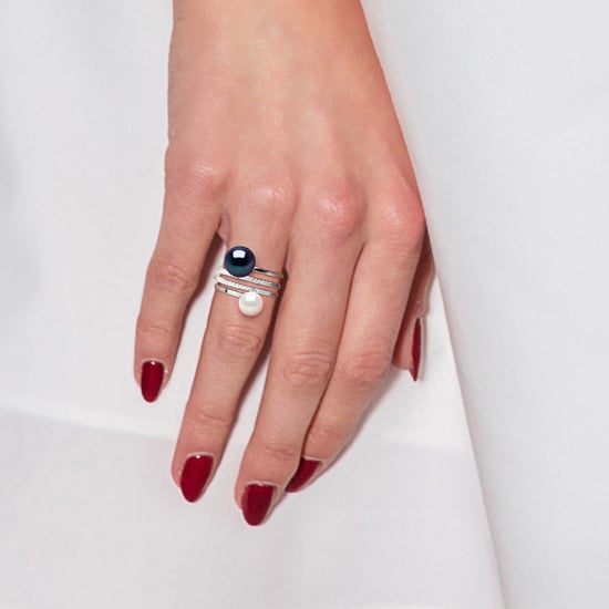 Ring DUO Süßwasserperlen 7 und 9 mm Schwarz und Weiß Schmuck 925 - Image 2