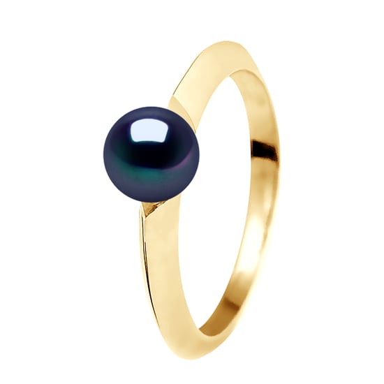 DIADEMA - Ring - Diamanten und Gelbgold - Echte Süßwasserperlen - Schwarzer Tahitian Style - Image 1
