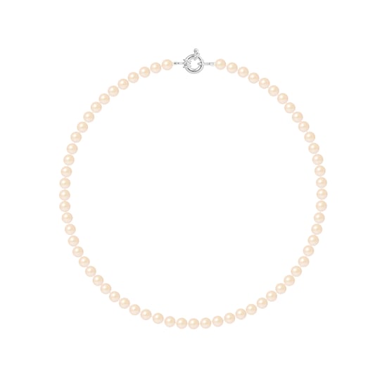 Collier Rang de Perles d'Eau Douce Rose Naturel 6-7 mm Anneau Marin Argent 925 Longueur 45 cm - Image 1