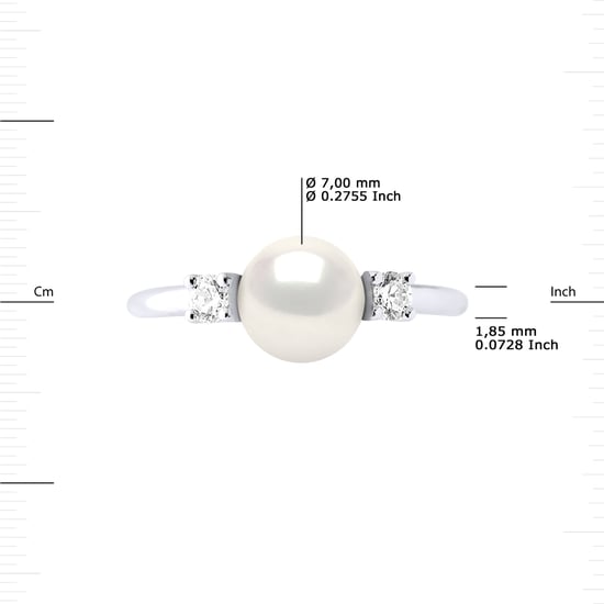 Ring Verstellbar Süßwasserperle 7-8mm Weiß und Zirkoniumoxide 925 - Image 3