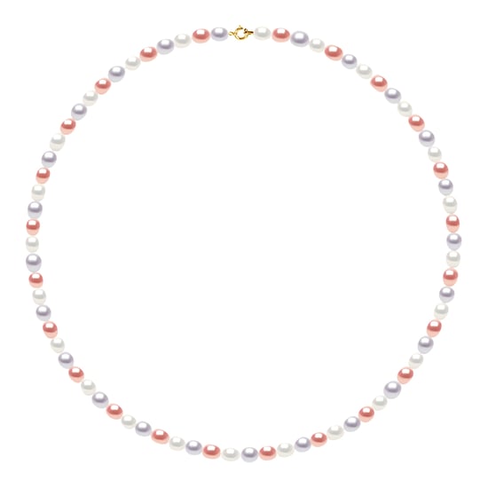 DIADEMA - Halskette - Echte Süßwasserperlen - Pastellfarben - Gelbgold - Image 1