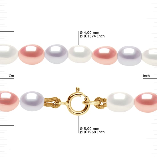 DIADEMA - Halskette - Echte Süßwasserperlen - Pastellfarben - Gelbgold - Image 3