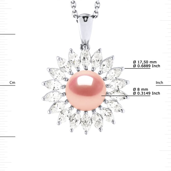SUN Halskette Süßwasserperlenschmuck 8-9mm Rose 925 - Image 3