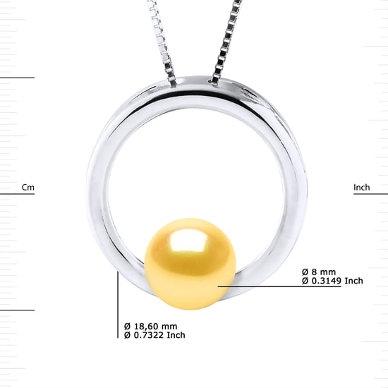 CIRCLE Halskette Süßwasserperle rund 8-9 mm Gold 925 - Image 3