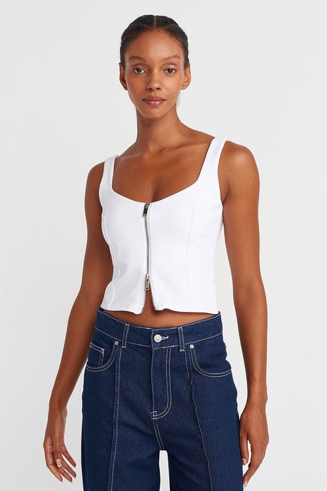 Ärmelloses Quadrat-Ausschnitt Cropped Top - Image 1