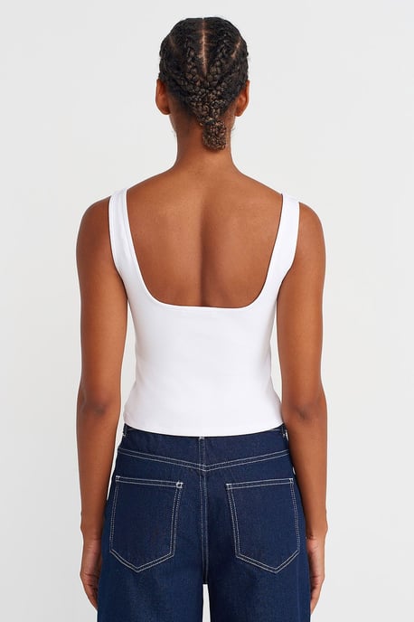 Ärmelloses Quadrat-Ausschnitt Cropped Top - Image 2