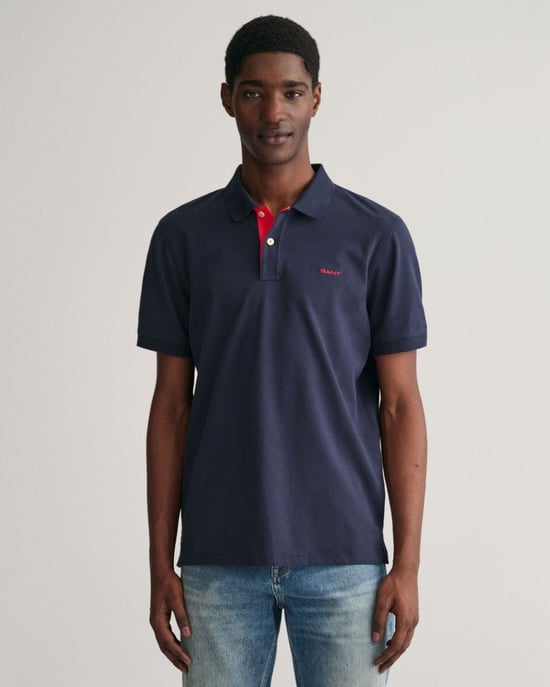 Gant Regular Fit Contrast Pique Rugger Polo Blau - Image 3