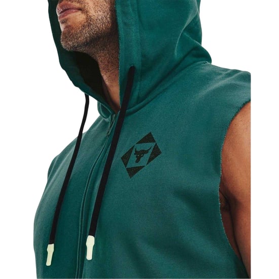 Under Armour - "Project Rock" Kapuzenpullover für Herren, mit Kapuze, Ärmellos (Grün) - Image 4